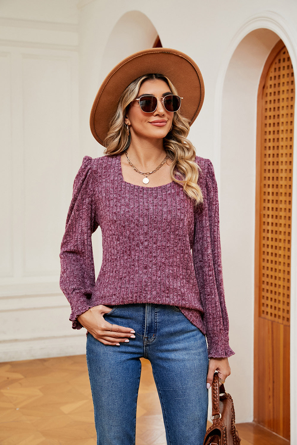 Square Neck Puff Sleeve Top-Angel Casuals