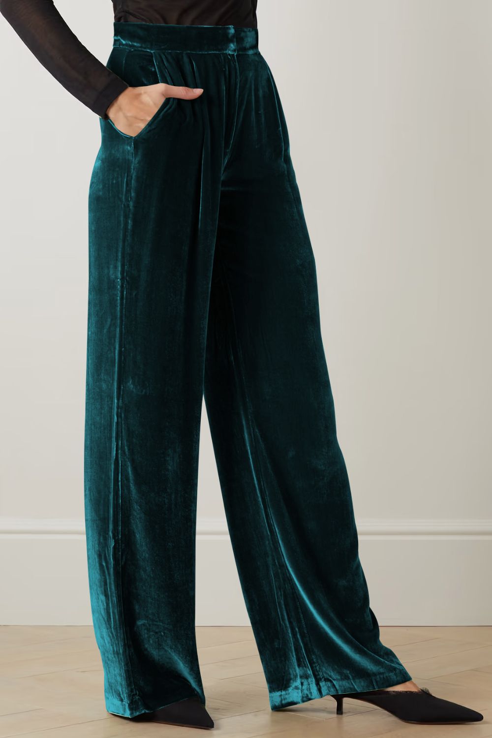 Loose Fit High Waist Long Pants with Pockets-Angel Casuals