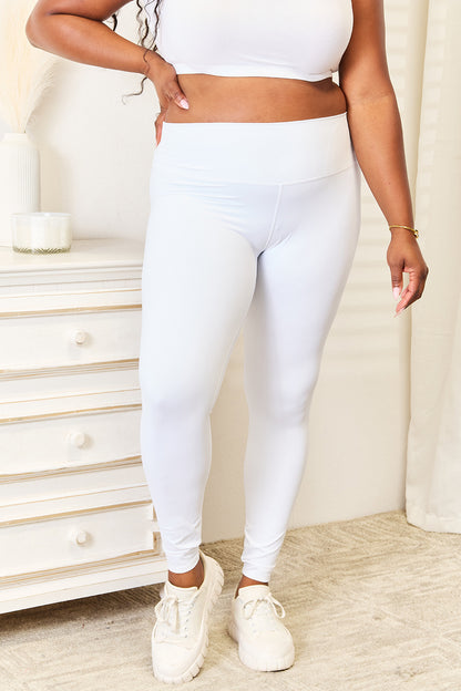 Double Take Wide Waistband Sports Leggings-Angel Casuals