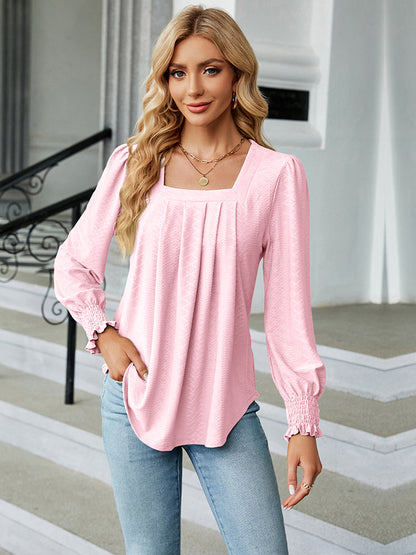 Square Neck Puff Sleeve Blouse-Angel Casuals