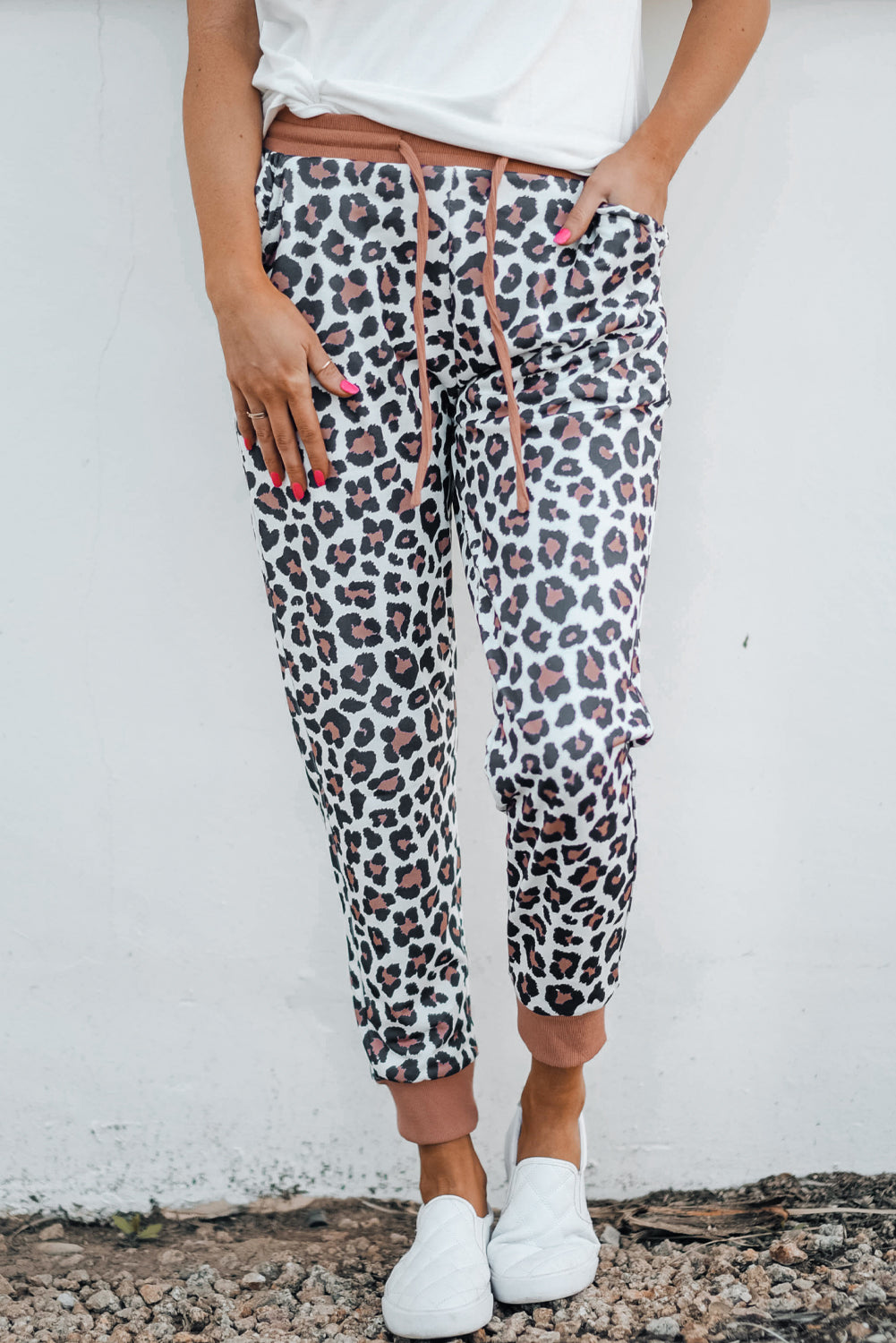 Leopard Print Elastic Waist Jogger Pants-Angel Casuals