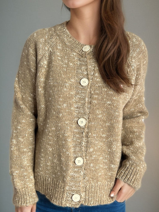 Heathered Button Down Long Sleeve Cardigan-Angel Casuals