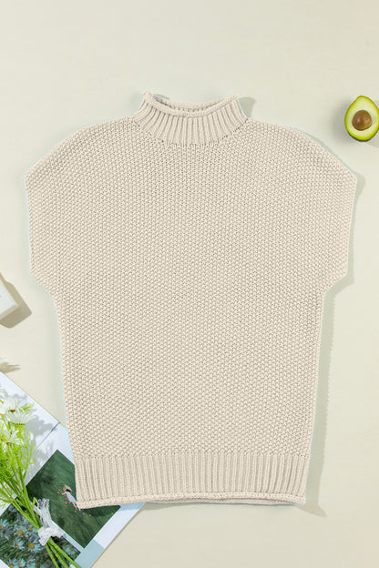 Turtleneck Cap Sleeve Sweater-Angel Casuals