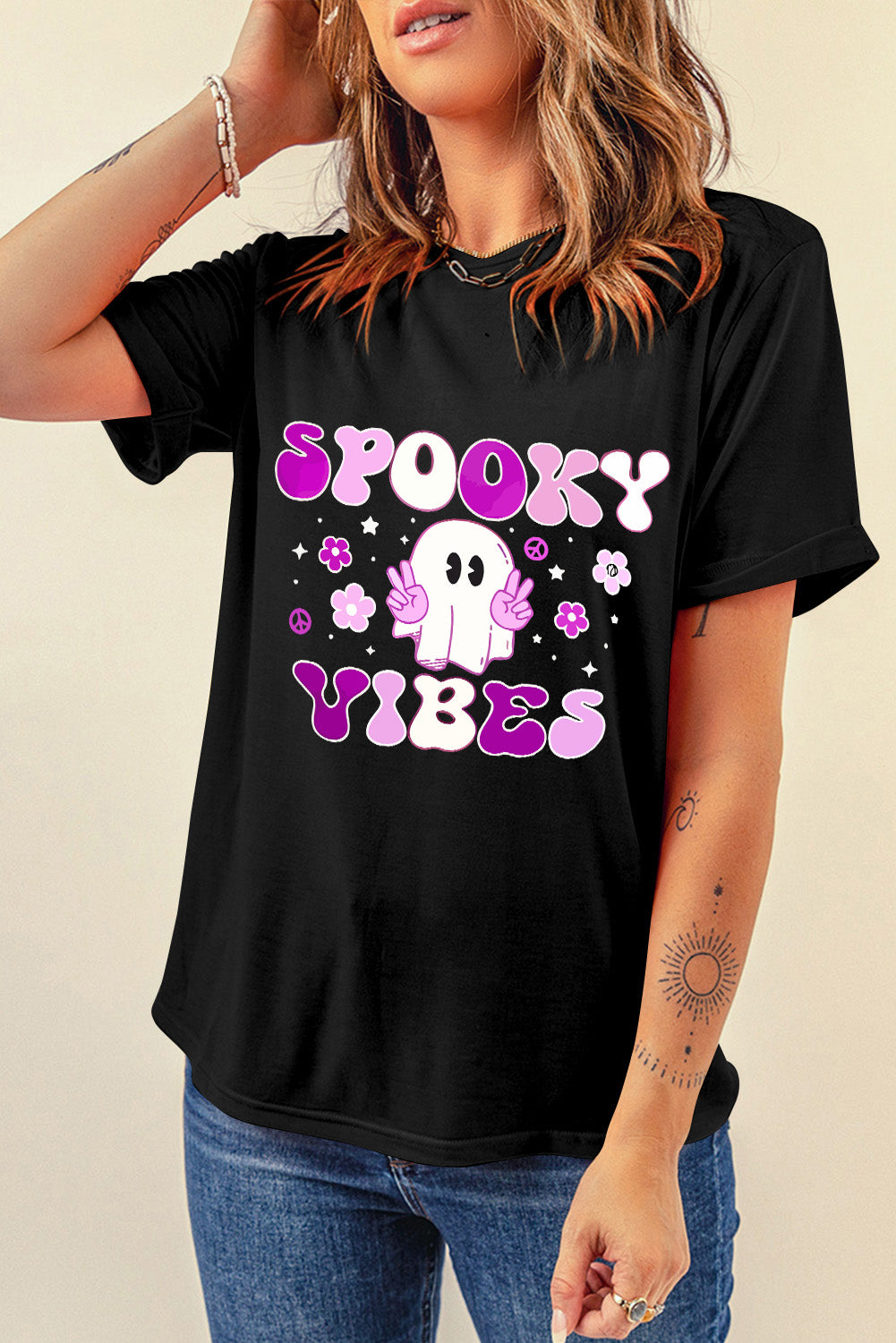 Graphic Round Neck Short Sleeve T-Shirt-Angel Casuals