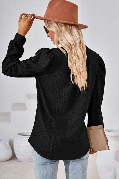 Notched Long Sleeve T-Shirt-Angel Casuals