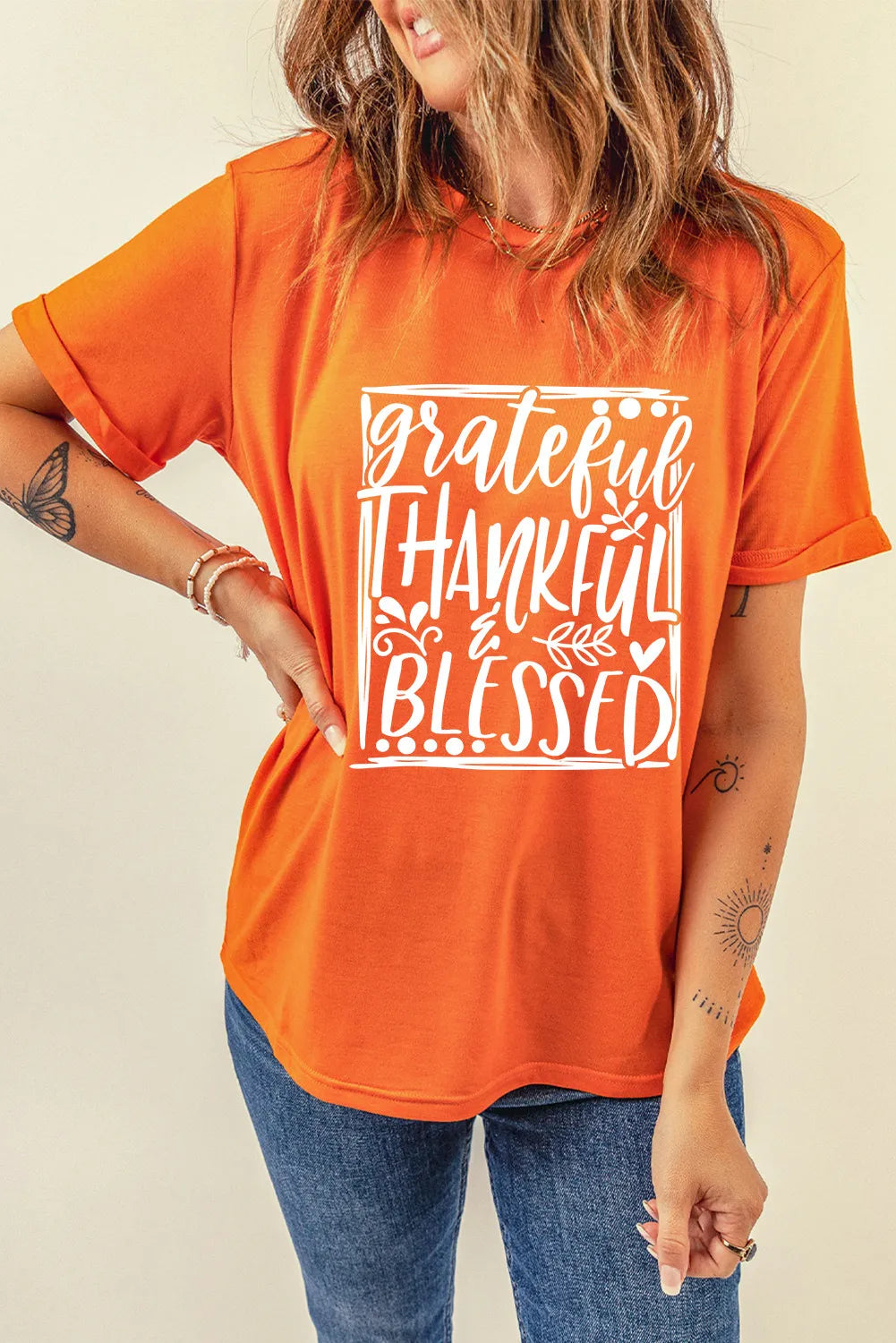 Letter Graphic Round Neck Short Sleeve T-Shirt-Angel Casuals
