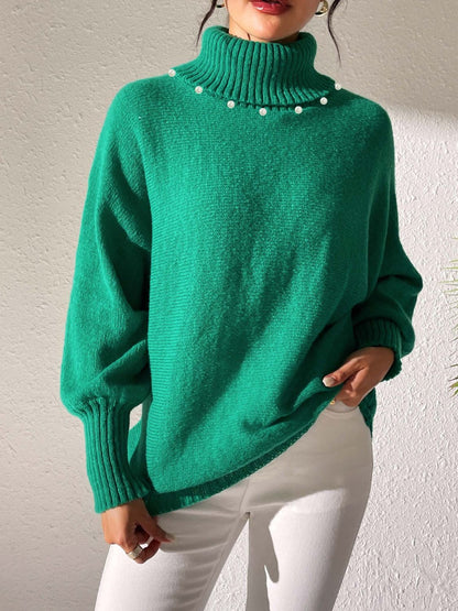 Turtleneck Long Sleeve Sweater-Angel Casuals