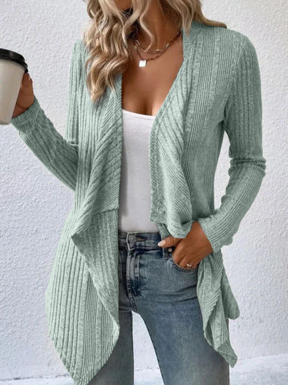 Open Front Long Sleeve Cardigan-Angel Casuals