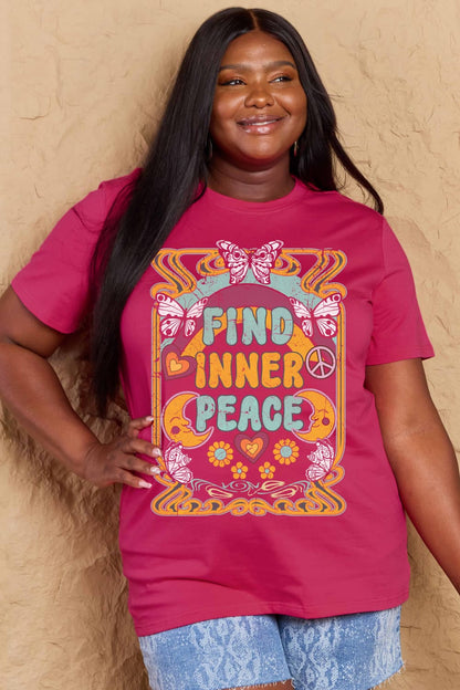 Simply Love Full Size FIND INNER PEACE Graphic Cotton T-Shirt-Angel Casuals