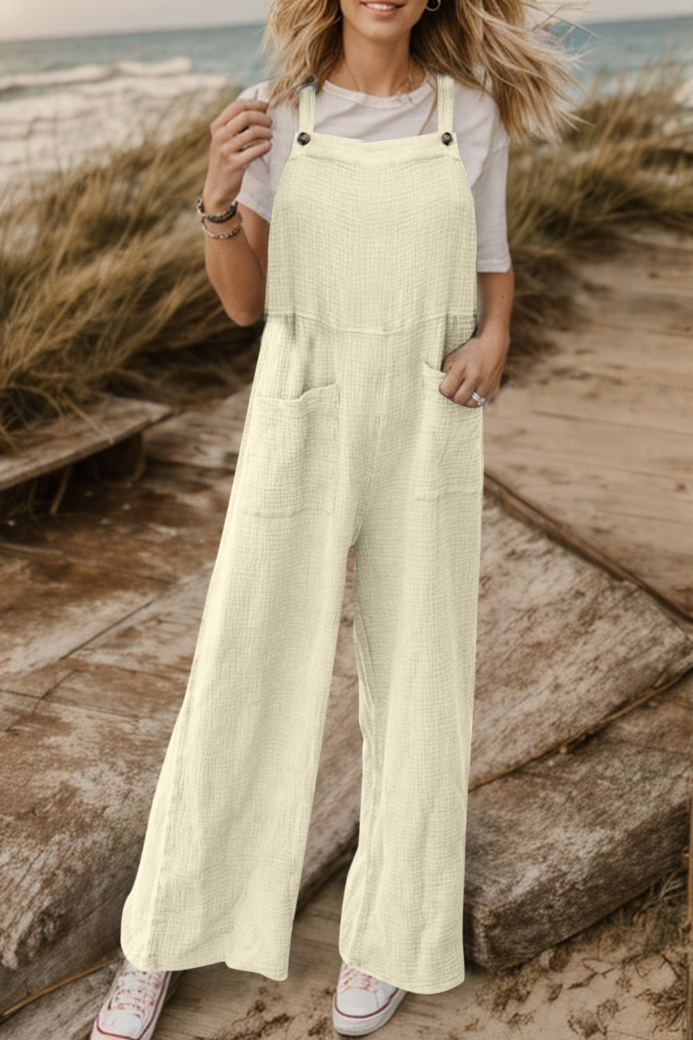 Full Size Wide Leg Front Pocket Jumpsuit-Angel Casuals