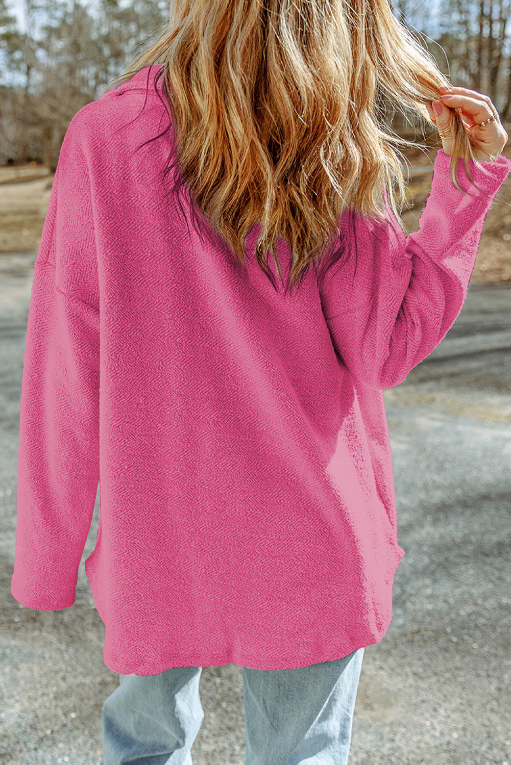 Pocketed Button Up Droppped Shoulder Jacket-Angel Casuals