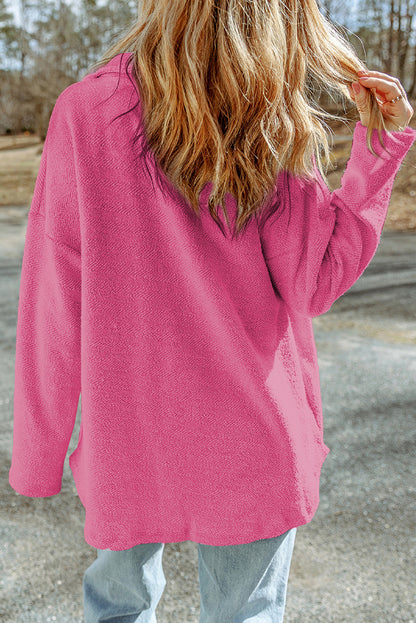 Pocketed Button Up Droppped Shoulder Jacket-Angel Casuals