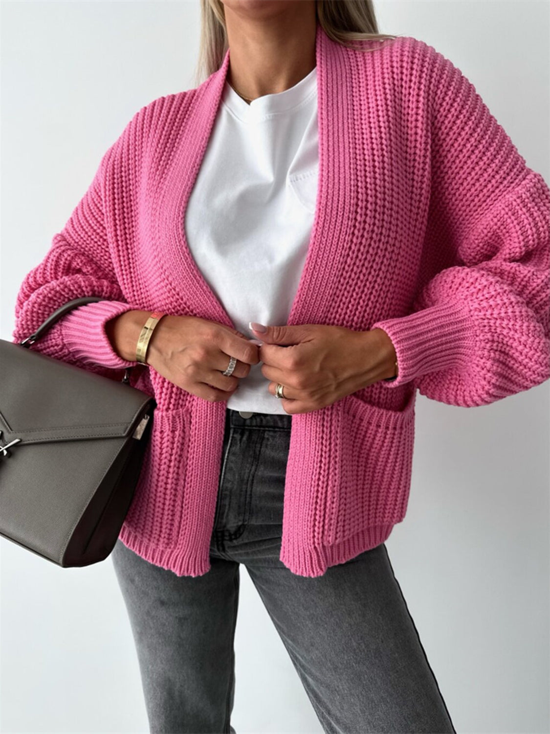 Open Front Dropped Shoulder Cardigan-Angel Casuals