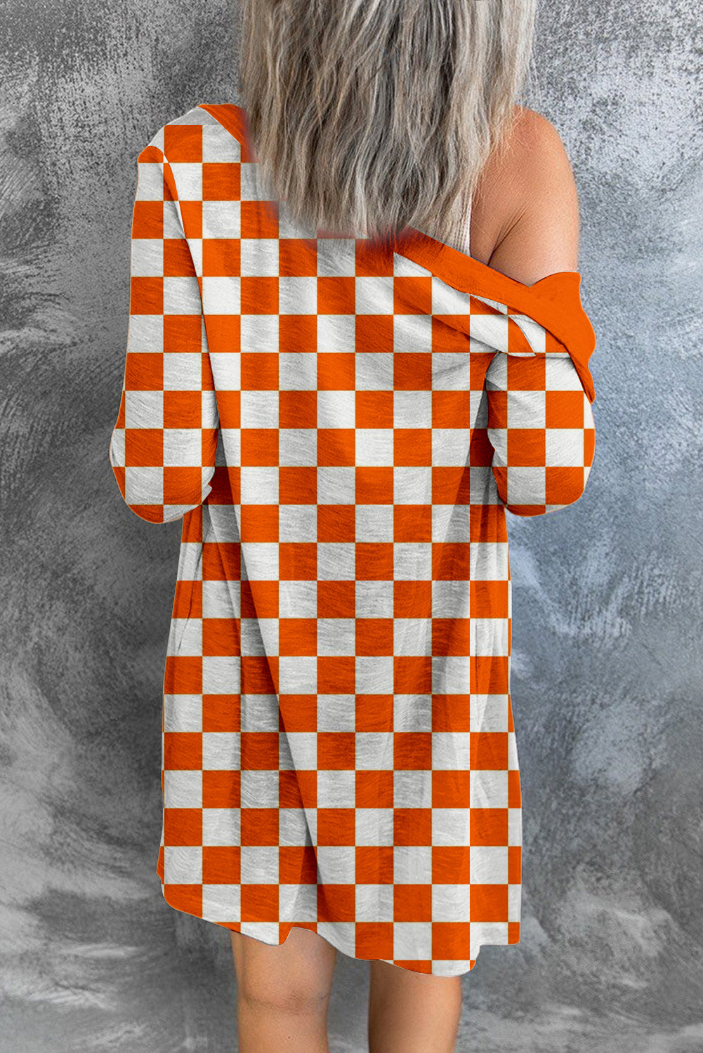 Checkered Button Up Long Cardigan-Angel Casuals