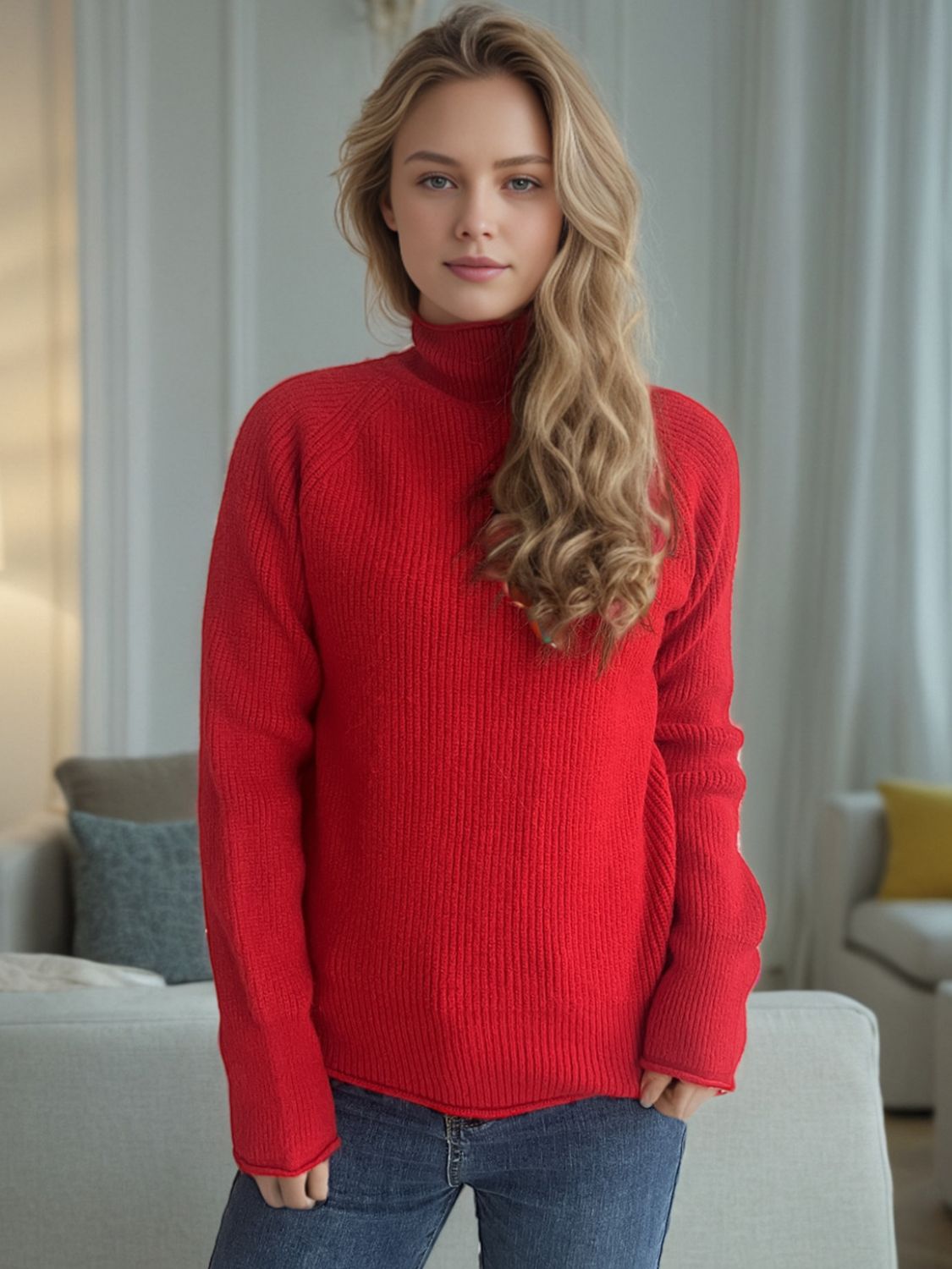 Turtleneck Long Sleeve Sweater-Angel Casuals