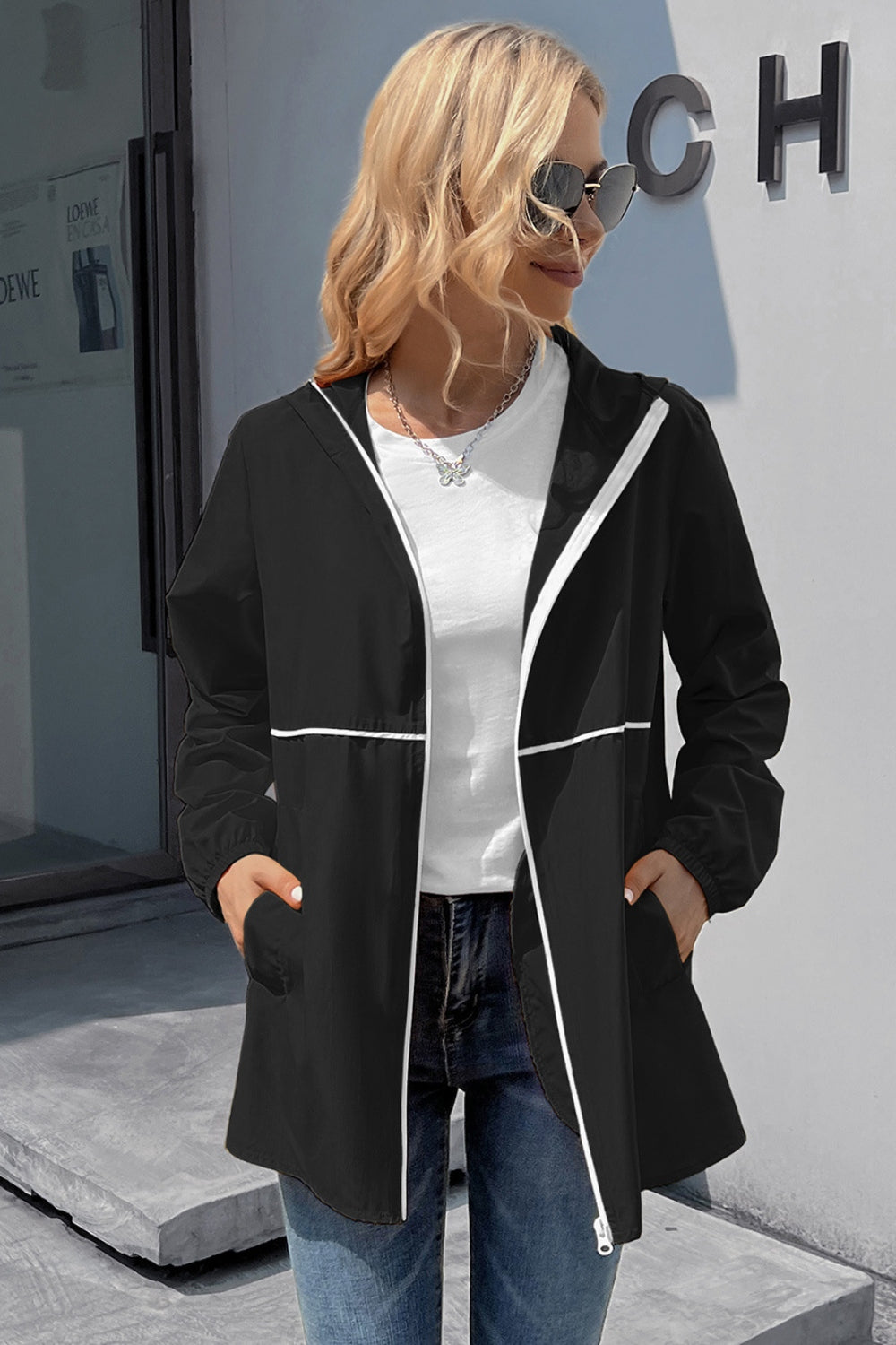 Ivy Lane Zip Up Long Sleeve Hooded Watertight Jacket-Angel Casuals