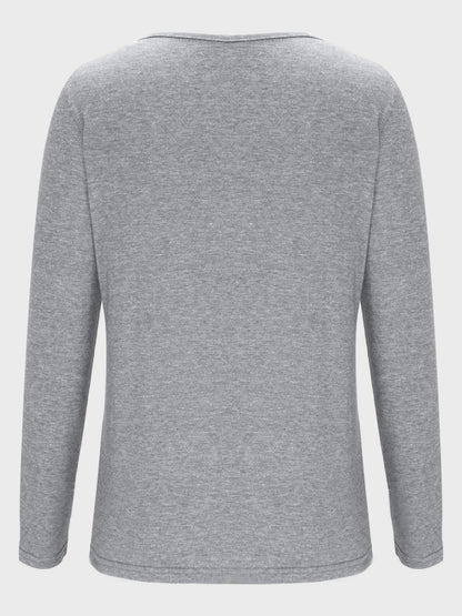 Crisscross V-Neck Long Sleeve T-Shirt-Angel Casuals