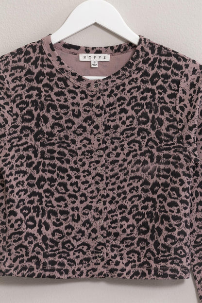 HYFVE Animal Print Snap Down Crop Cardigan-Angel Casuals