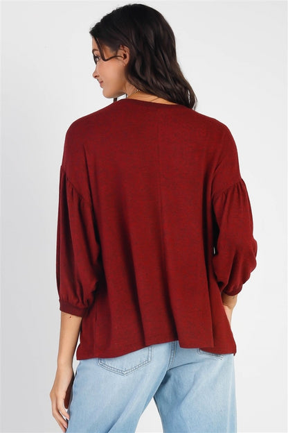 Cherish Apparel Drop Shoulder Puff Sleeve Top-Angel Casuals