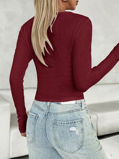 Devine V-Neck Long Sleeve T-Shirt-Angel Casuals