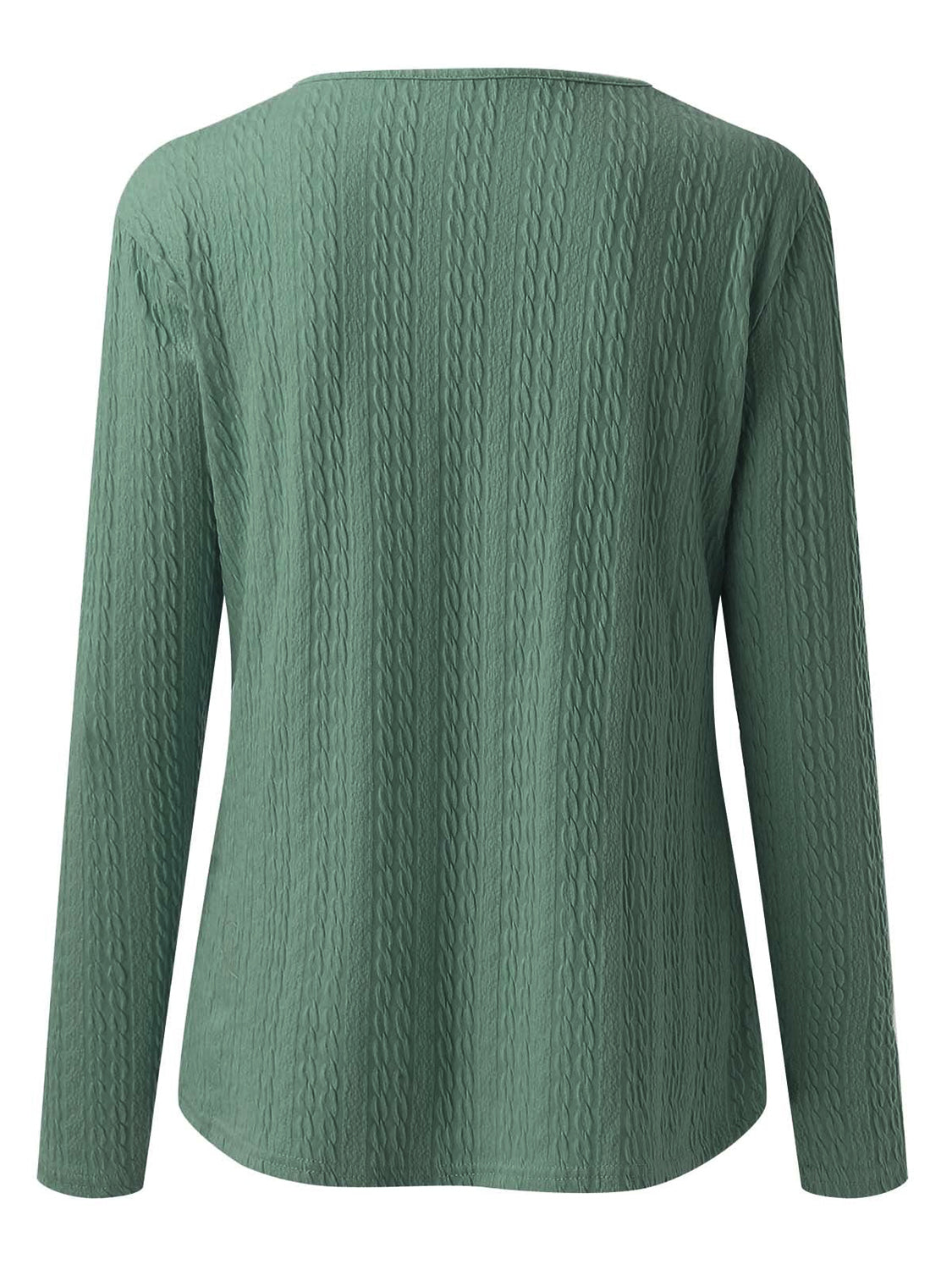 Decorative Button Round Neck Long Sleeve Top-Angel Casuals