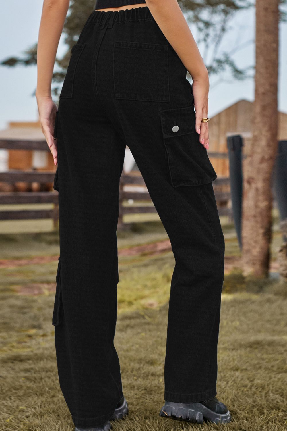 Loose Fit Long Jeans with Pockets-Angel Casuals