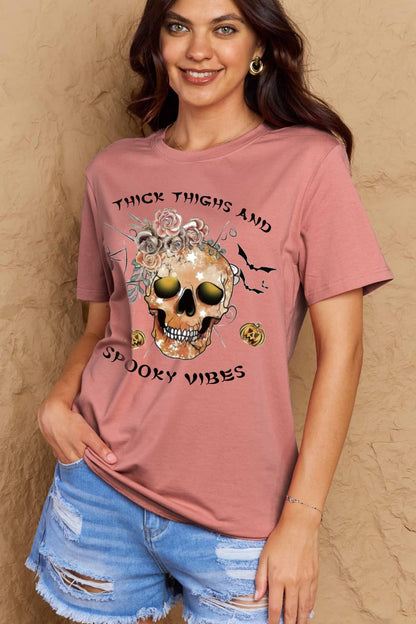 Simply Love Full Size THICK THIGHS AND SPOOKY VIBES Graphic Cotton T-Shirt-Angel Casuals