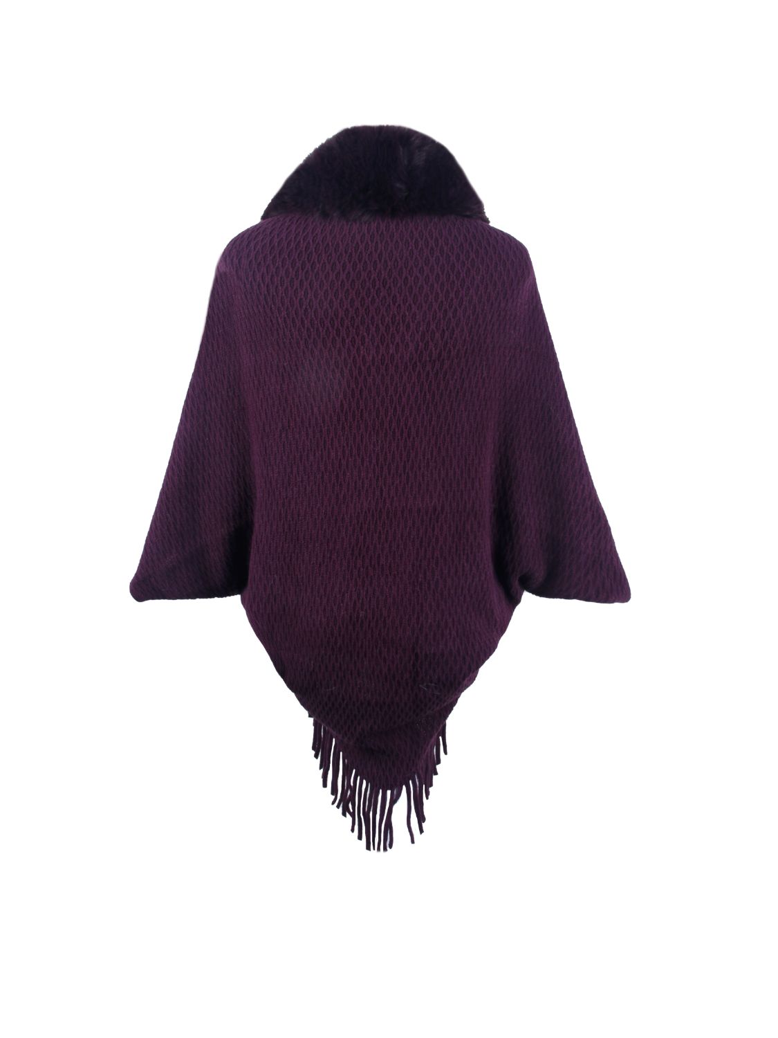 Open Front Fringe Hem Poncho-Angel Casuals