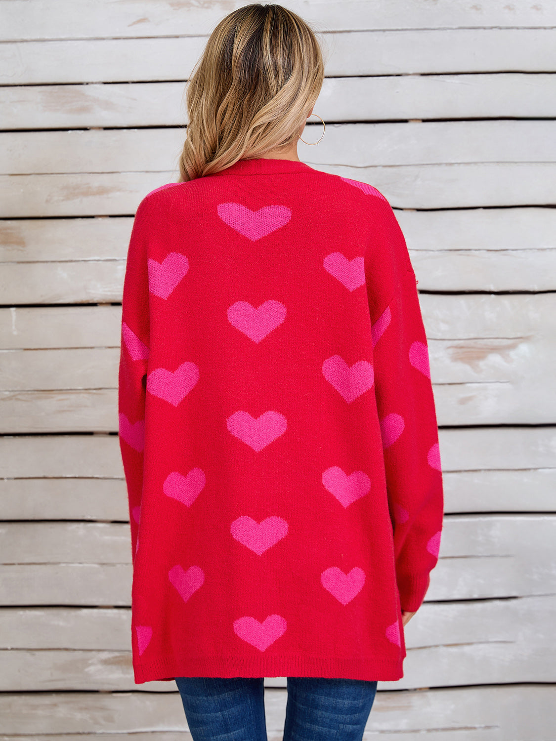 Angel Wings Heart Open Front Long Sleeve Cardigan-Angel Casuals