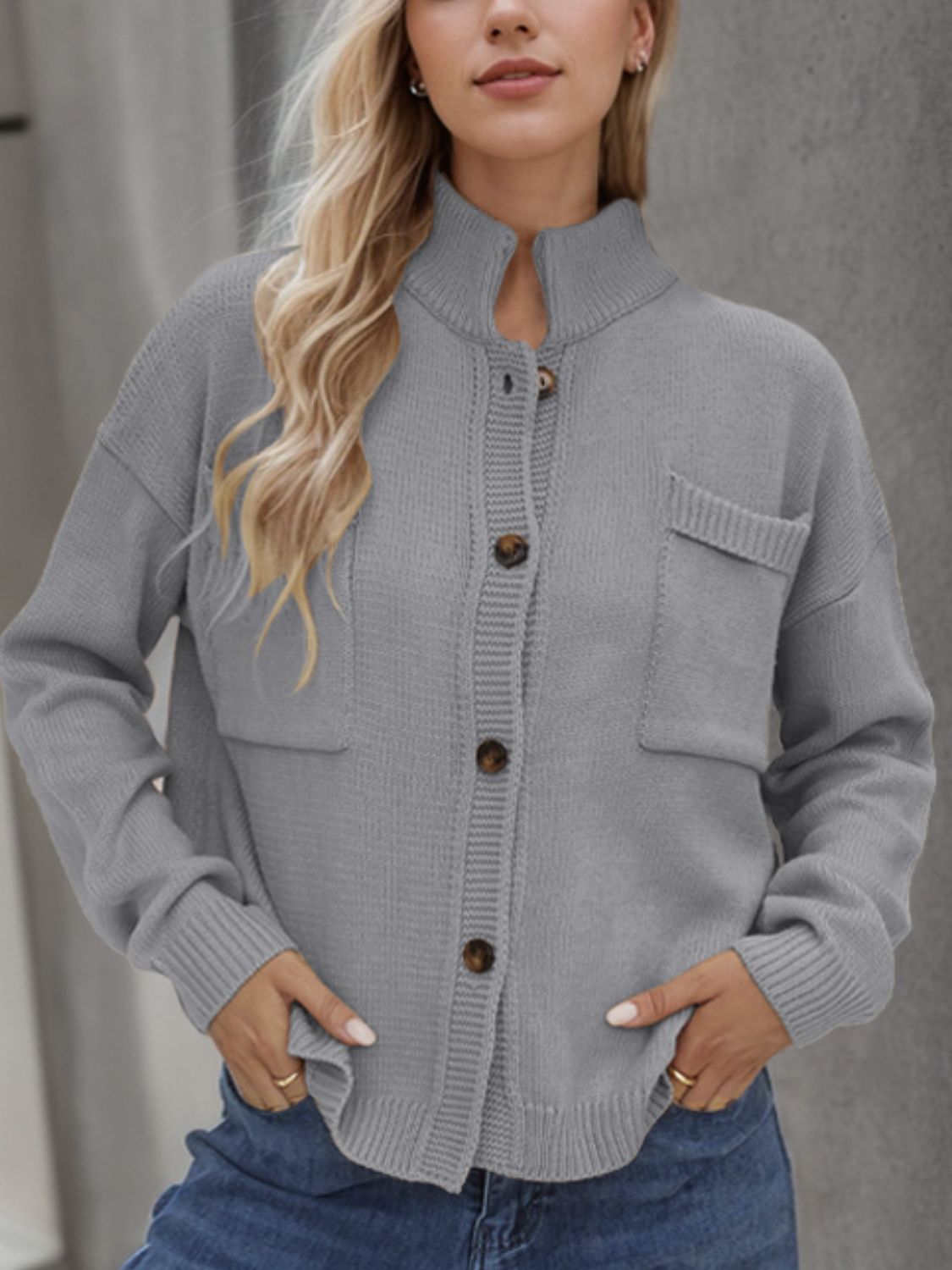 Button Up Long Sleeve Cardigan-Angel Casuals