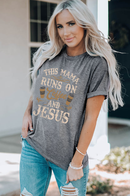 Slogan Graphic Round Neck Tee-Angel Casuals