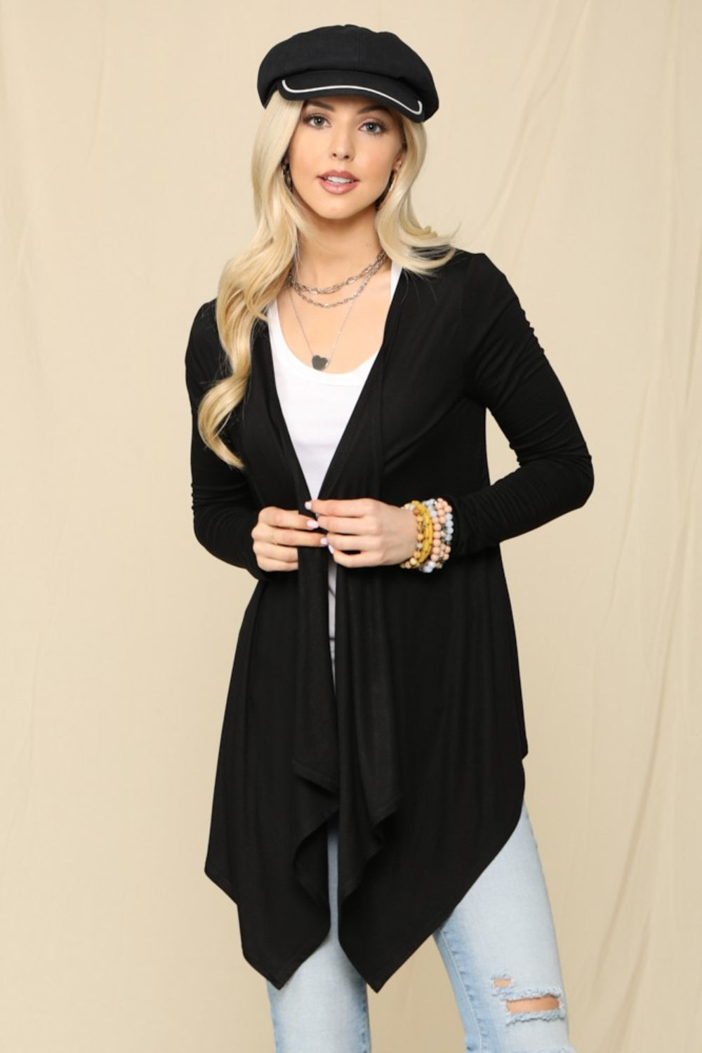 Celeste Full Size Open Front Knit Cardigan-Angel Casuals