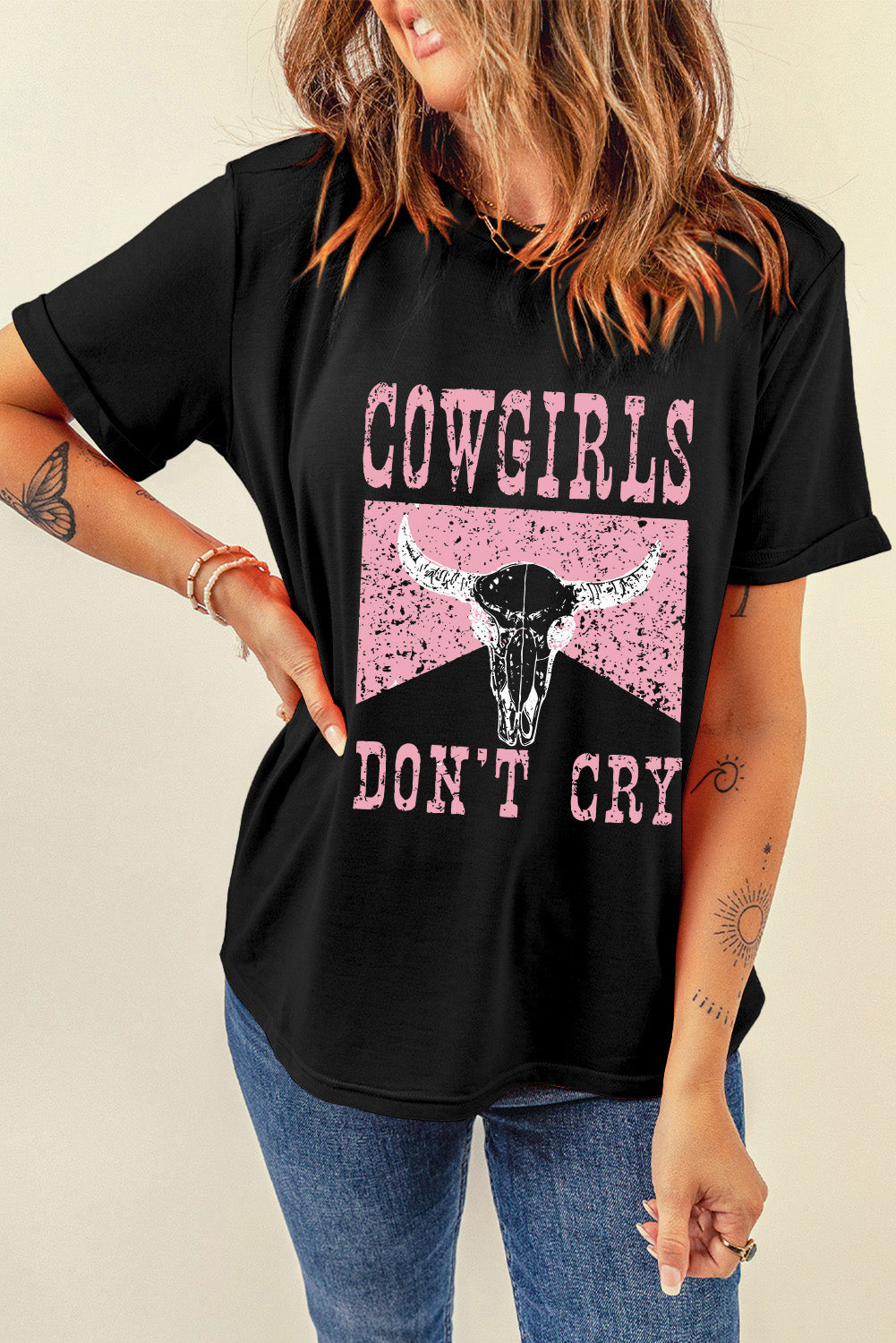 Graphic Round Neck Short Sleeve T-Shirt-Angel Casuals