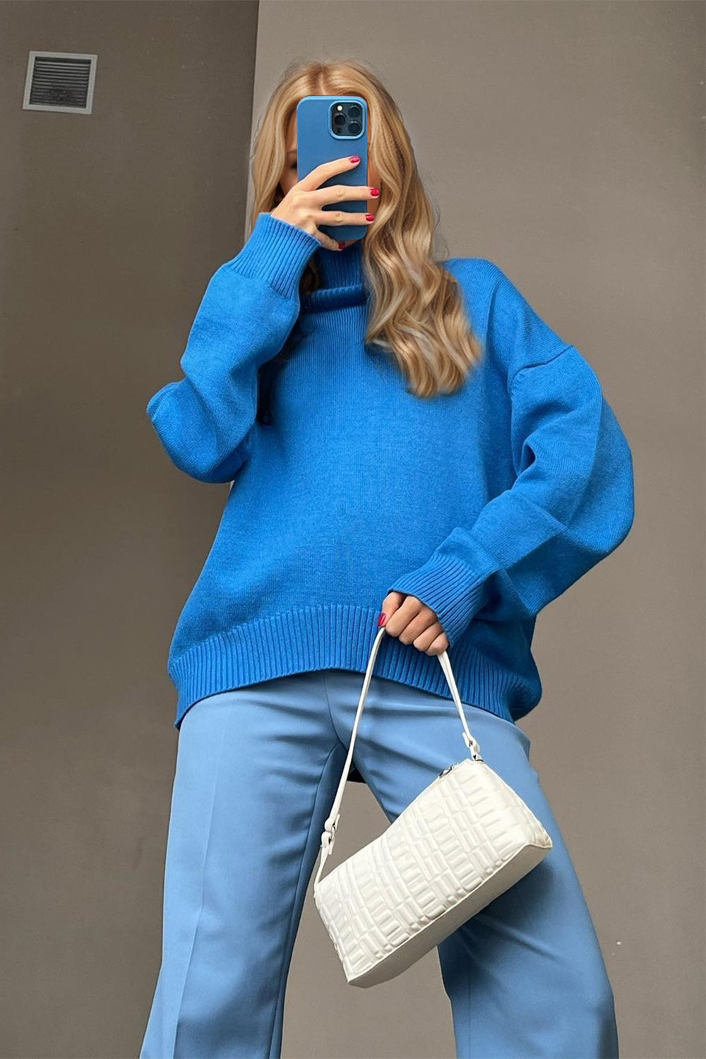 Basic Bae Turtleneck Dropped Shoulder Long Sleeve Sweater-Angel Casuals