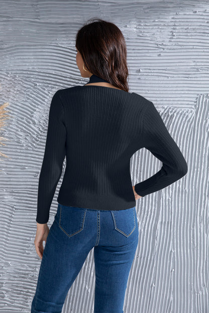 Halter Neck Long Sleeve Sweater-Angel Casuals