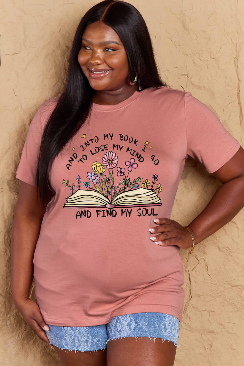 Simply Love Full Size Book & Flower Graphic Cotton Tee-Angel Casuals