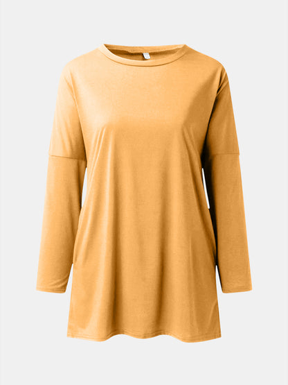 Full Size Round Neck Long Sleeve T-Shirt-Angel Casuals
