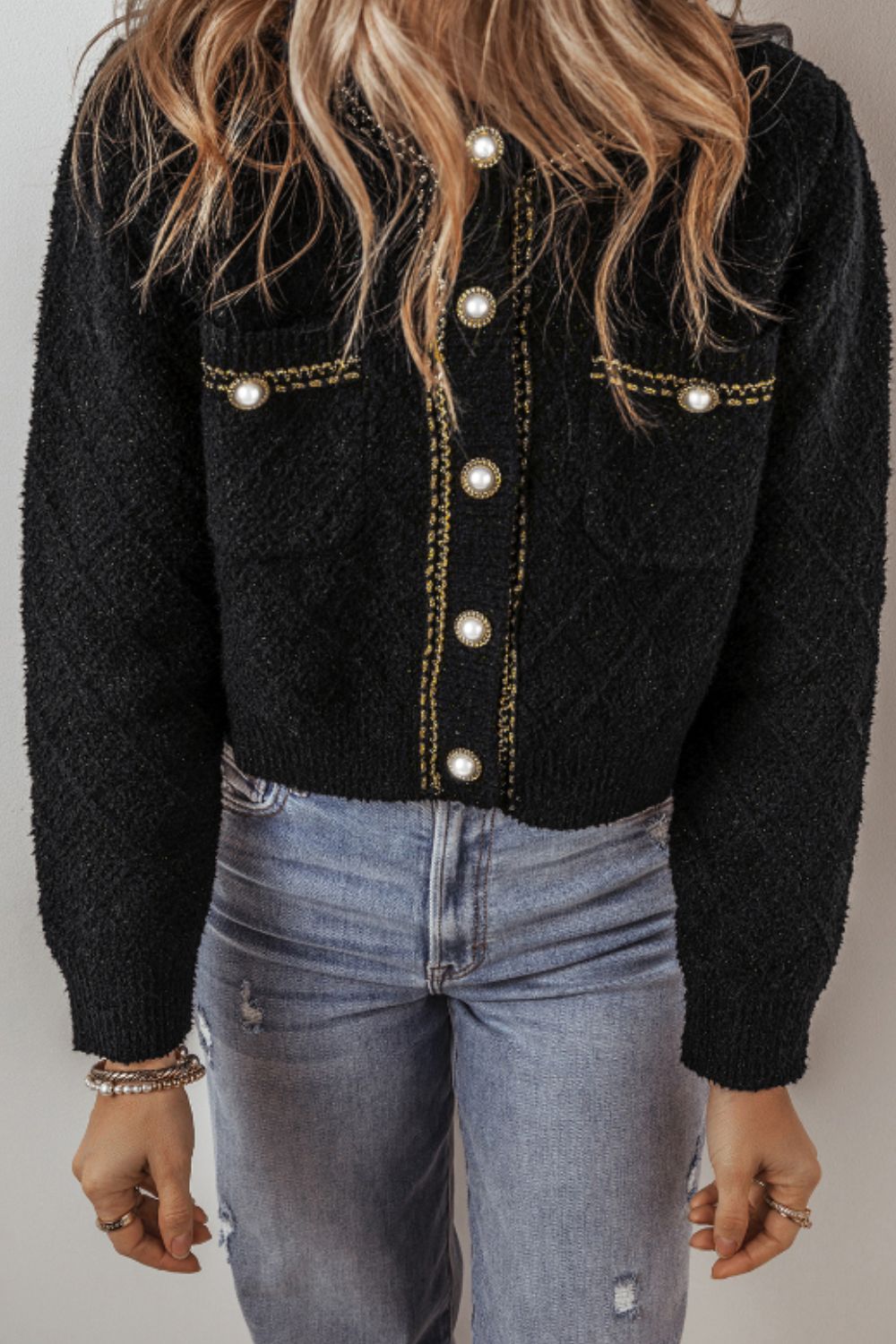 Round Neck Button Up Long Sleeve Cardigan-Angel Casuals