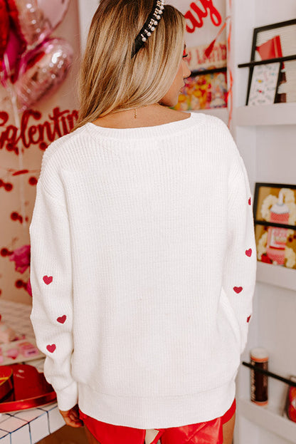 Heart Round Neck Long Sleeve Sweater-Angel Casuals