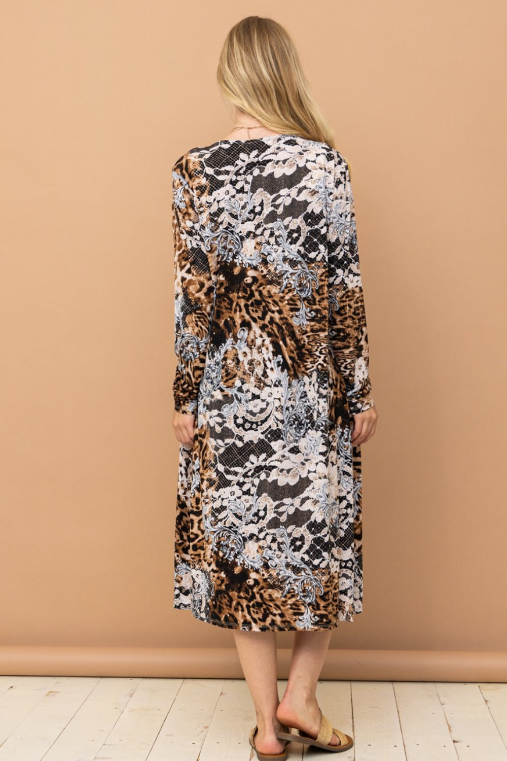 And The Why Leopard Kimono Open Front Longline Cardigan-Angel Casuals