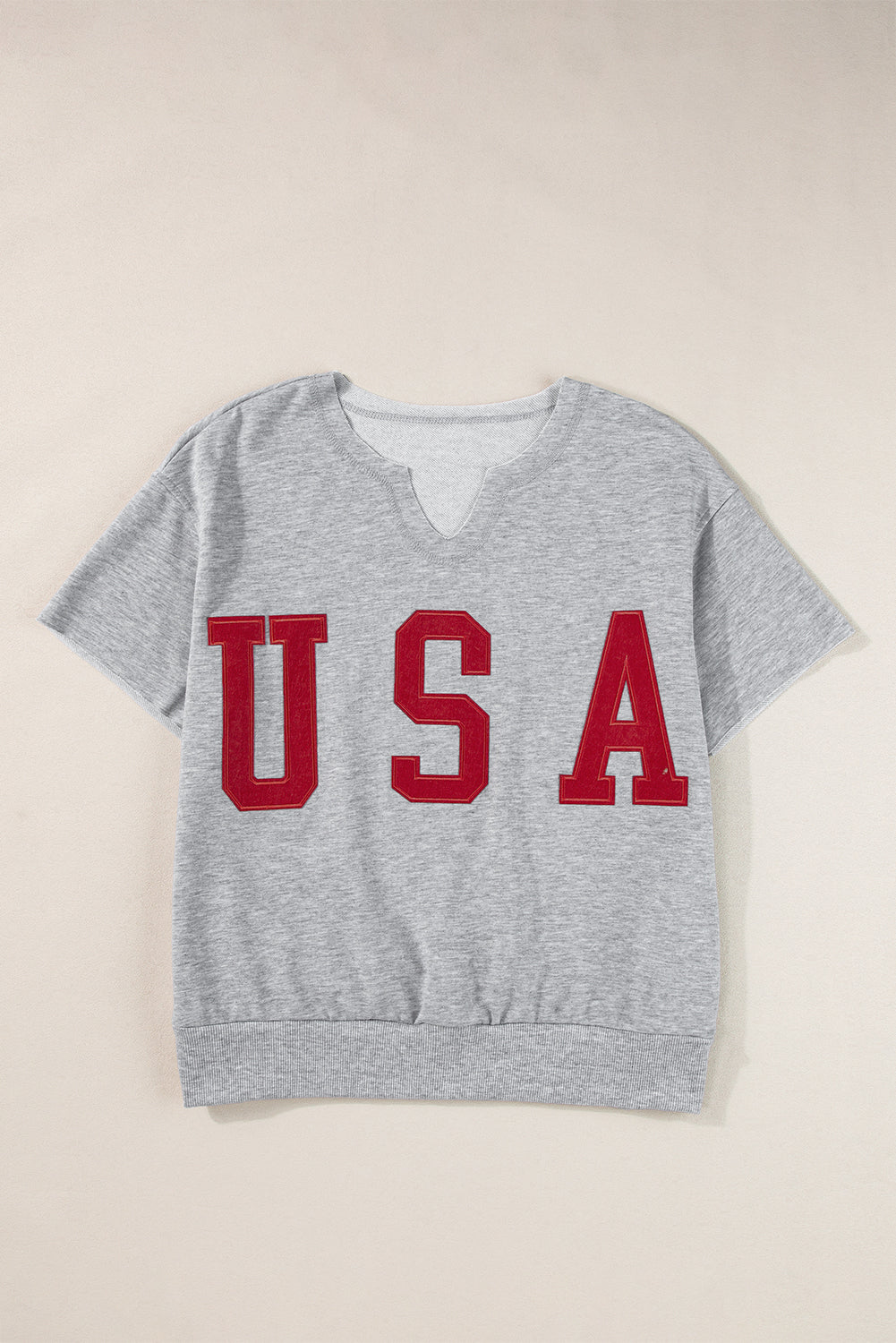 USA Notched Short Sleeve T-Shirt-Angel Casuals