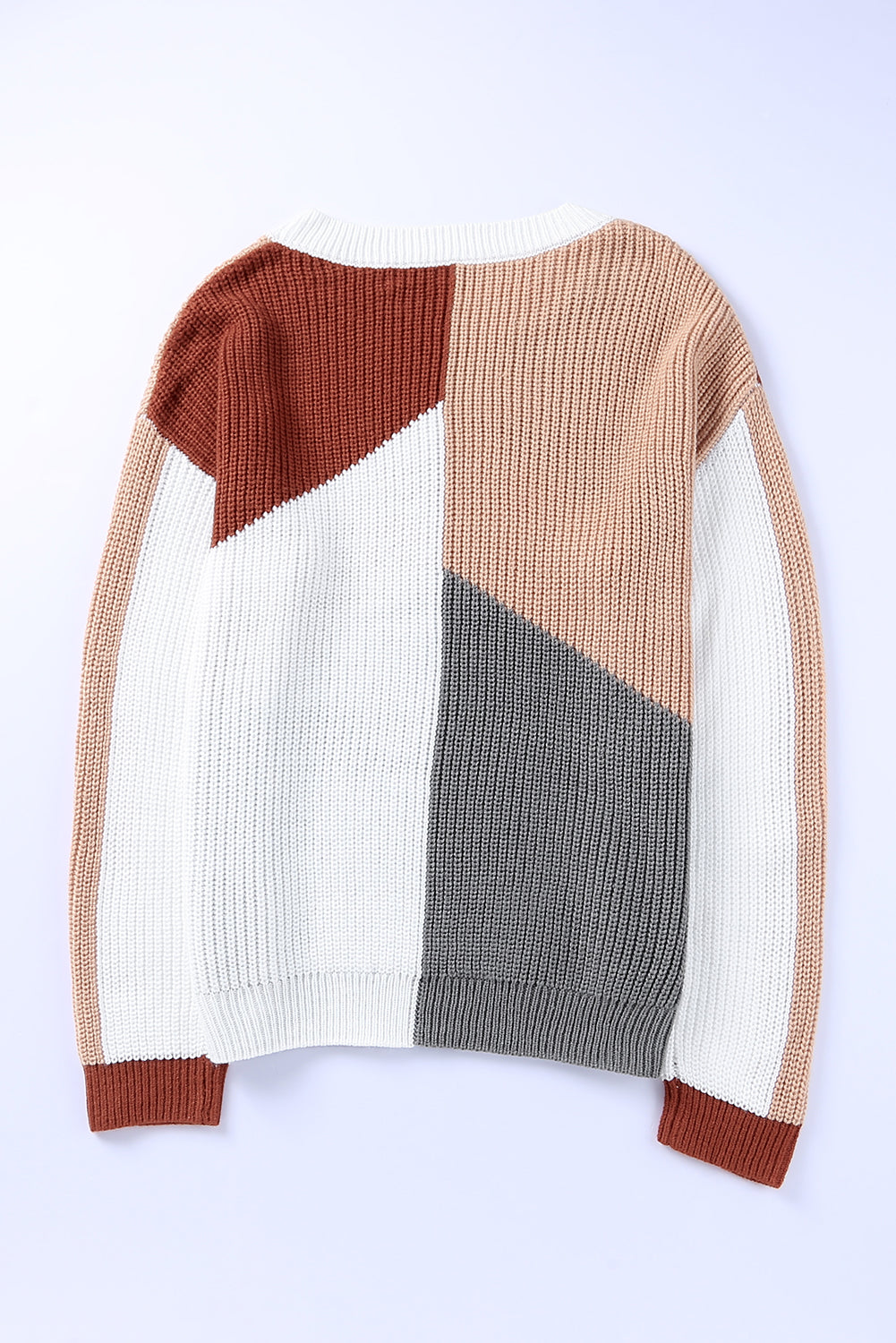 Color Block Drop Shoulder Long Sleeve Sweater-Angel Casuals