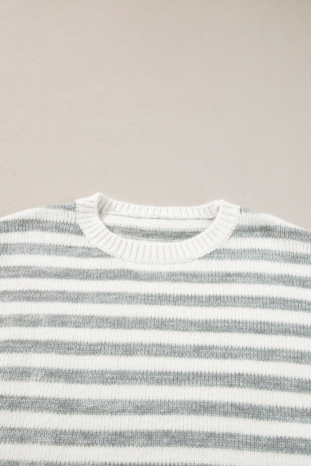 Striped Round Neck Dropped Shoulder Sweater-Angel Casuals