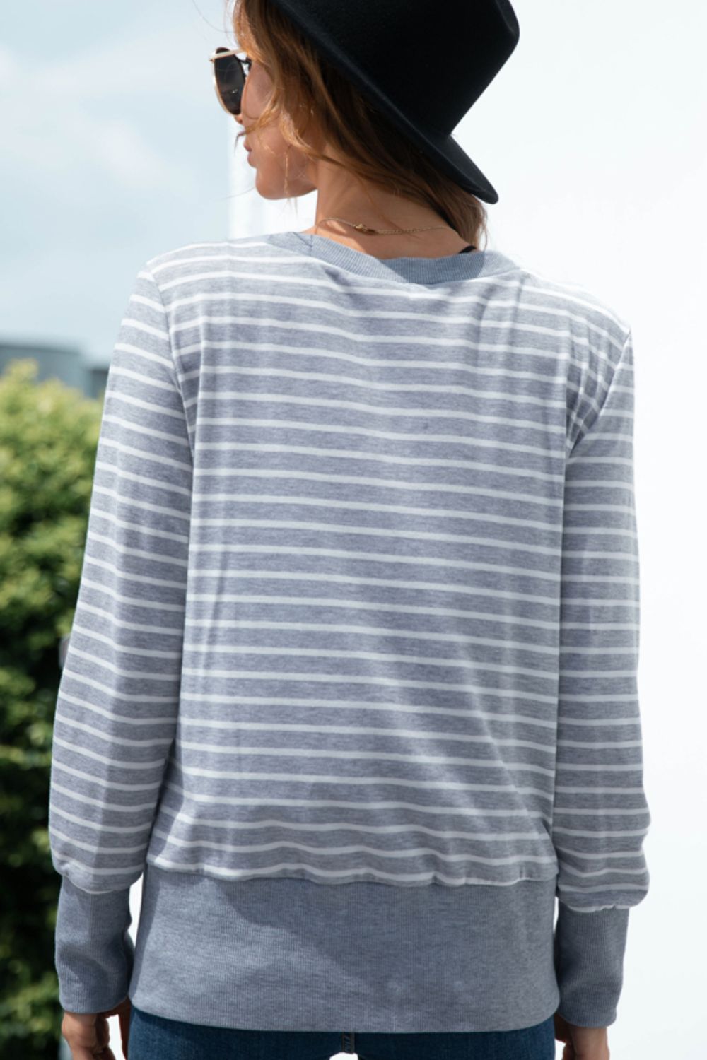 Striped Snap Down Long Sleeve Cardigan-Angel Casuals