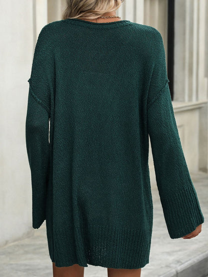 Round Neck Dropped Shoulder Sweater-Angel Casuals