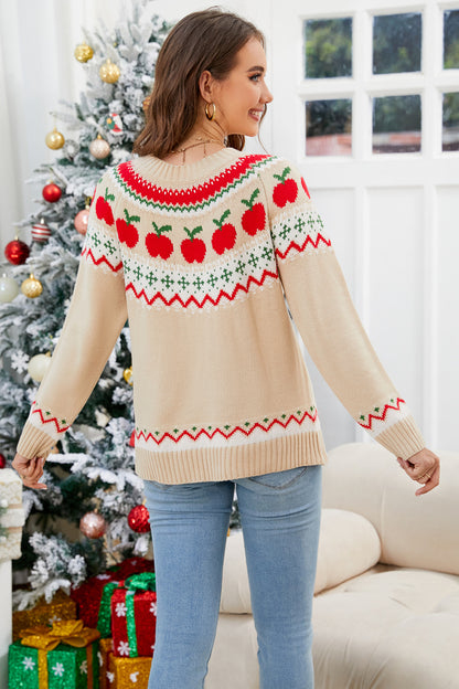 Angel Wings Graphic Round Neck Long Sleeve Sweater-Angel Casuals