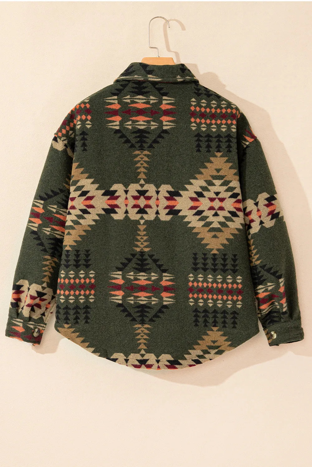 Pocketed Geometric Collared Neck Jacket-Angel Casuals