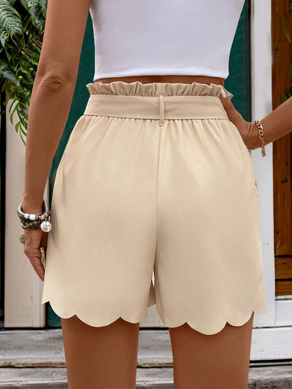 Frill Tied Shorts with Pockets-Angel Casuals