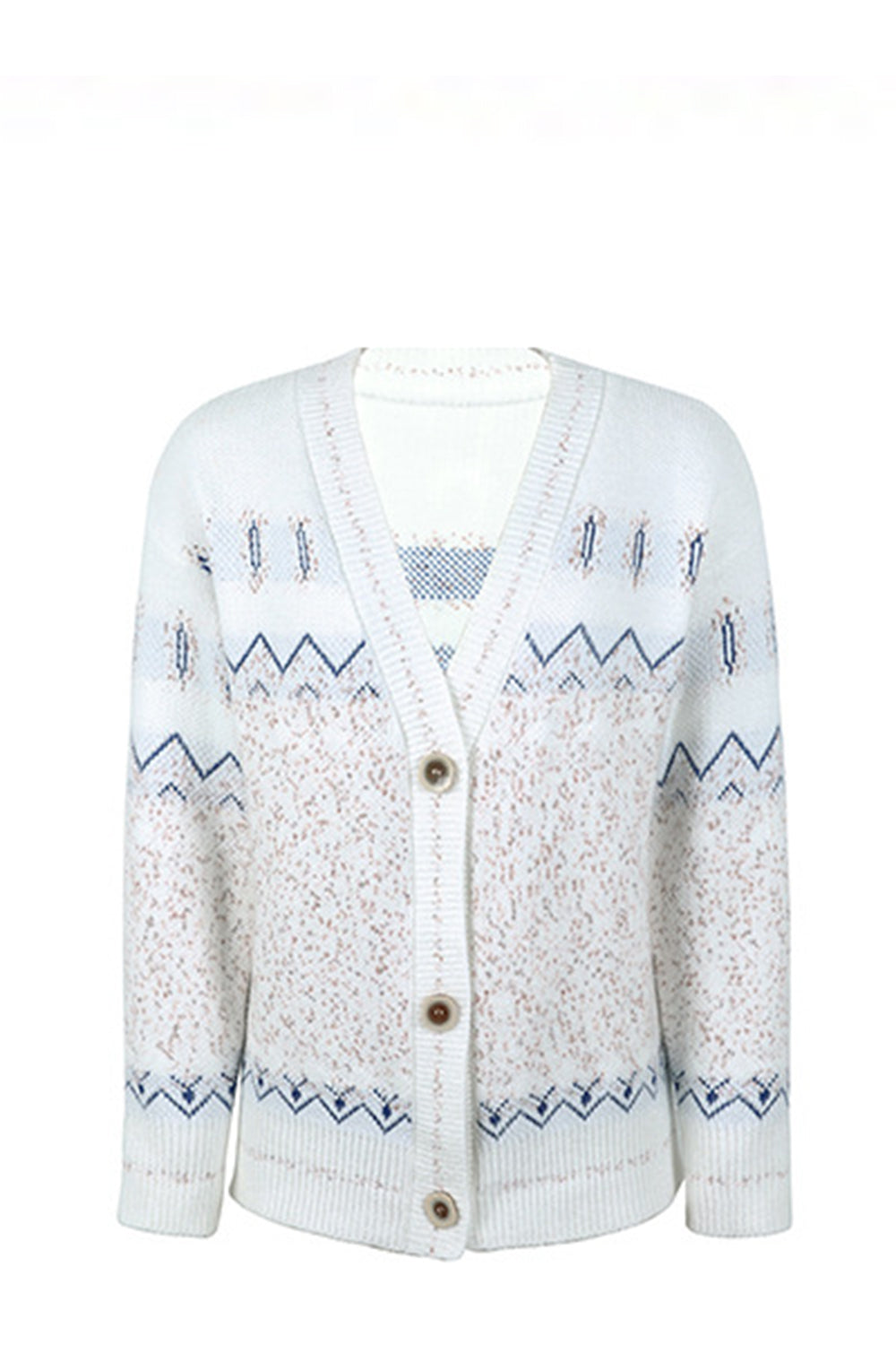 Printed V-Neck Buttoned Cardigan-Angel Casuals