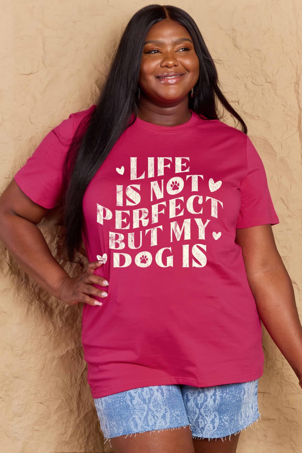 Simply Love Full Size Dog Slogan Graphic Cotton T-Shirt-Angel Casuals